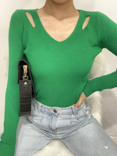 Wholesaler Rosy Days - Ribbed knit cut-out sweater