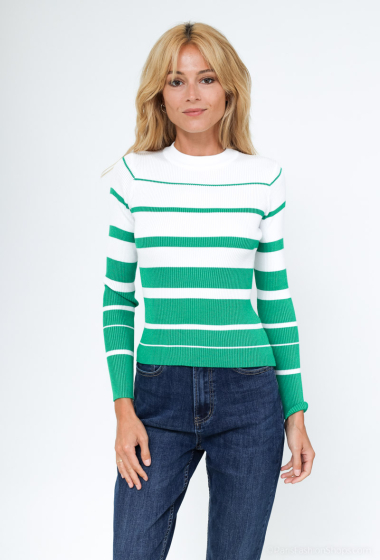 Wholesaler Rosy Days - Knitted sweater with striped details