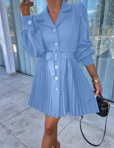 Wholesaler Rosy Days - Thick pleated shirt dress with belt