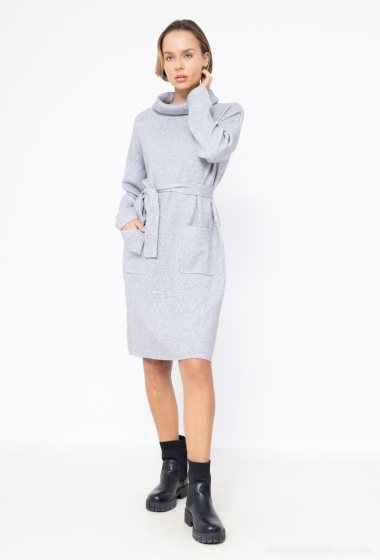 Wholesaler Rosy Days - Knit turtleneck dress with pockets and drawstring