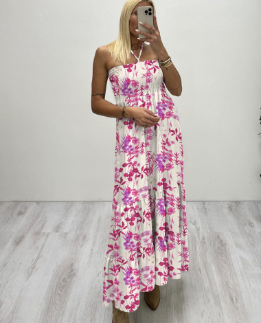 Großhändler Rosy Days - Schulterfreies Kleid mit Animal-Print und abnehmbarer 3D-Blume