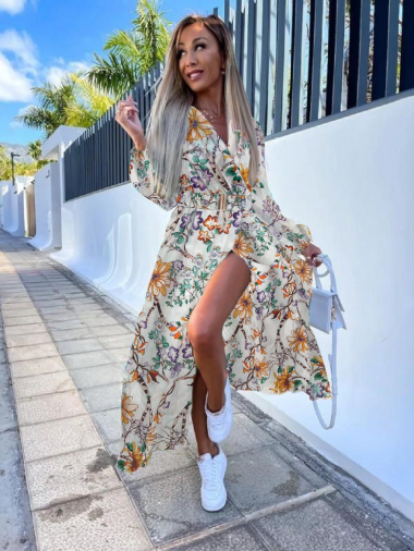 Wholesaler Rosy Days - Printed wrap dress with belt