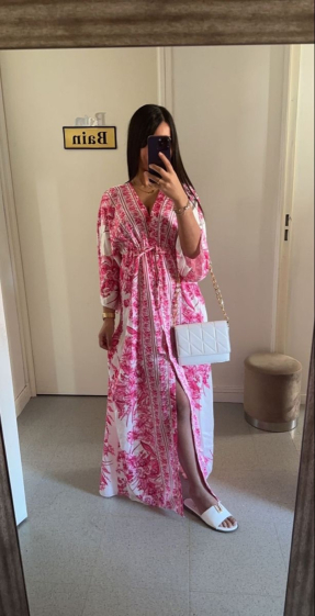 Wholesaler Rosy Days - 2in1 printed kimono dress