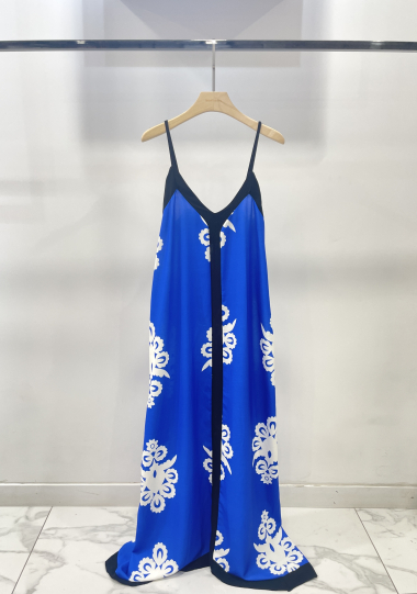 Wholesaler Rosy Days - Long python print dress with contrasting viscose trim