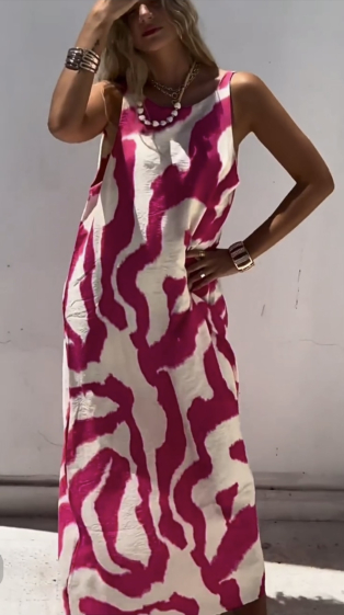 Wholesaler Rosy Days - Loose and flowing maxi dress with print and backless