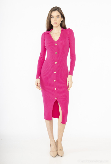 Wholesaler Rosy Days - Bodycon knit dress with decorative buttons