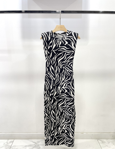 Großhändler Rosy Days - Figurbetontes Kleid mit Animal-Print an der Schulter