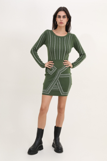 Wholesaler Rosy Days - Knit sweater dress with rhinestones details