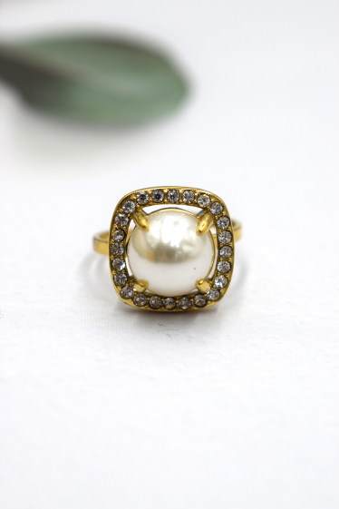 Wholesaler Rouge Bonbons - PEARL AND STRASS STEEL RING