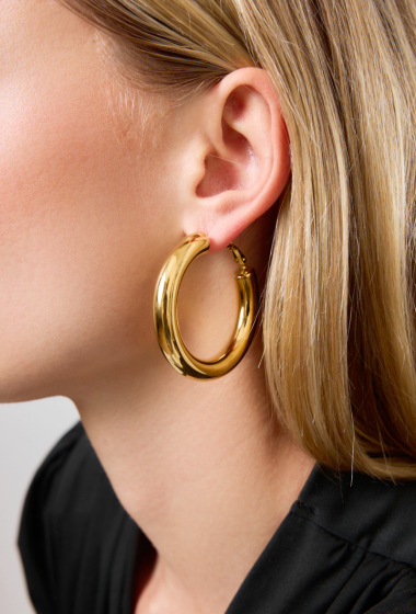 Wholesaler Rouge Bonbons - Stainless steel circle earrings