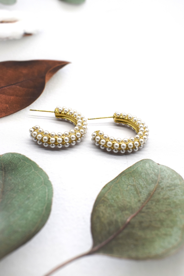 Wholesaler Rouge Bonbons - Circle bead earrings in stainless steel