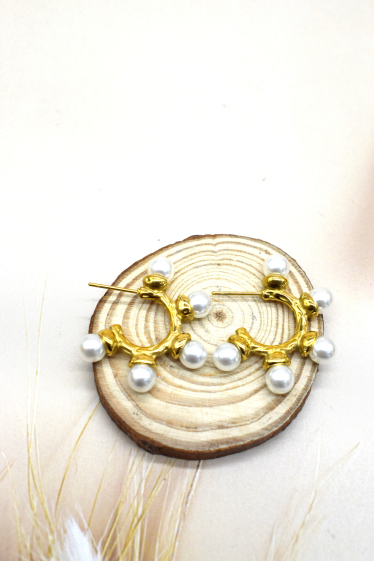 Wholesaler Rouge Bonbons - Stainless steel pearl hoop earrings