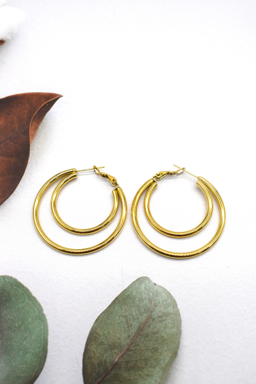 Wholesaler Rouge Bonbons - Two circles earrings in stainless steel
