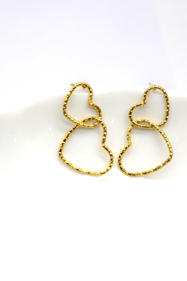 Wholesaler Rouge Bonbons - Two heart earrings in stainless steel