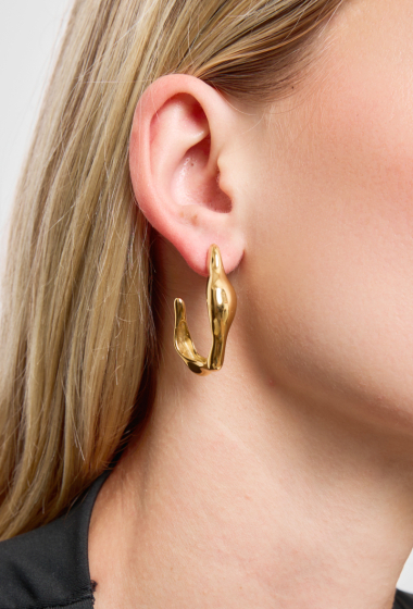 Wholesaler Rouge Bonbons - Irregular ellipse earrings in stainless steel