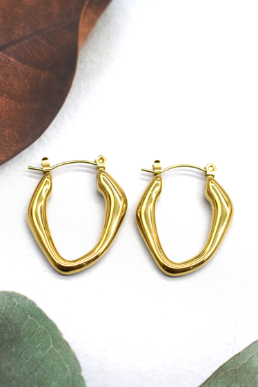 Wholesaler Rouge Bonbons - Irregular ellipse earrings in stainless steel