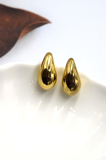 boucles d'oreilles pendantes acier inoxydable rondelle pierre goutte strass  femme 0322531 - Grossiste Bijoux Parissima