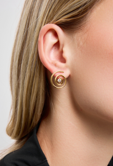 Grossiste Rouge Bonbons - Boucles d'oreilles en forme spirale en acier inoxydable
