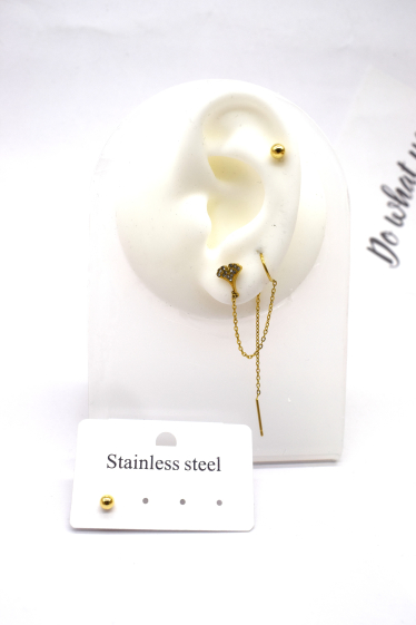 Wholesaler Rouge Bonbons - Stainless steel leaf earrings