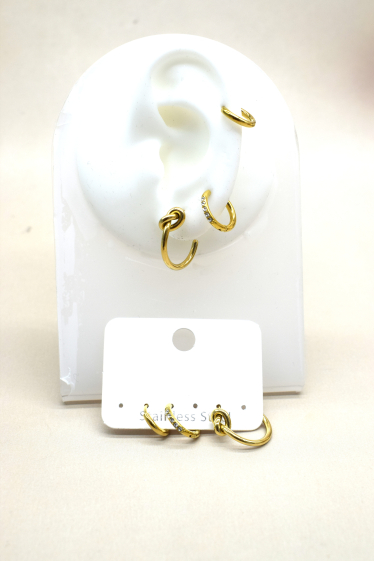 Wholesaler Rouge Bonbons - Earrings set of 3 in stainless steel