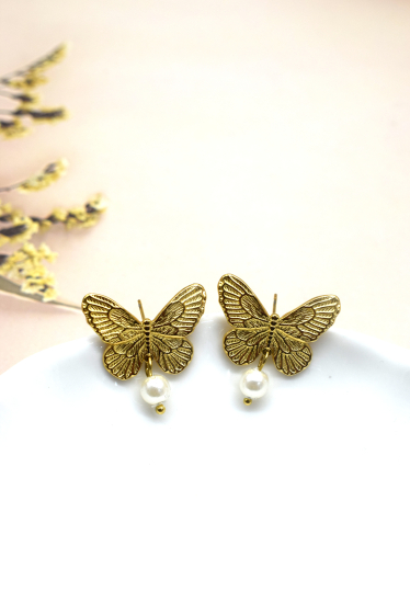Wholesaler Rouge Bonbons - Stainless steel butterfly earrings