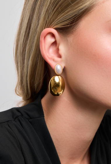 Wholesaler Rouge Bonbons - Stainless steel oval dangling earrings