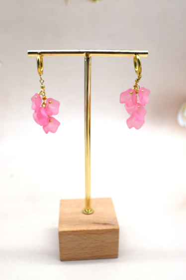 Wholesaler Rouge Bonbons - Stainless steel flower dangling earrings