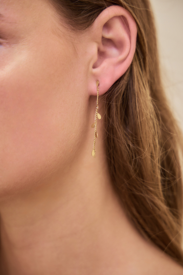 Grossiste Rouge Bonbons - Boucles d'oreilles pendants goutte en acier inoxydable