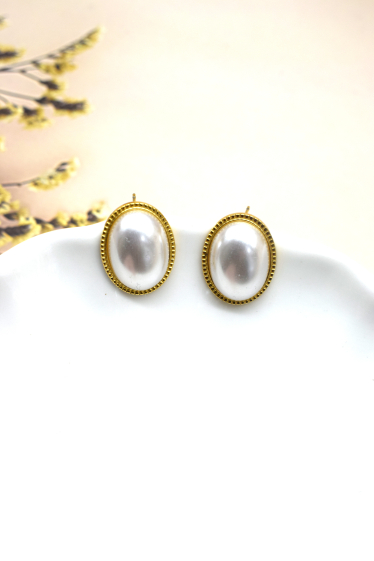 Mayorista Rouge Bonbons - Pendientes de perlas de acero inoxidable