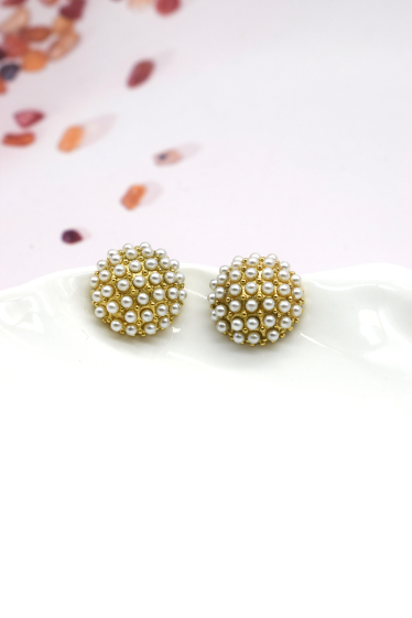 Wholesaler Rouge Bonbons - STAINLESS STEEL PEARL EARRINGS