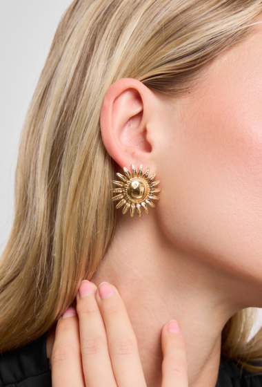 Wholesaler Rouge Bonbons - Stainless steel sun face earrings