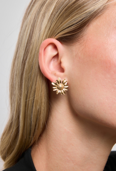 Wholesaler Rouge Bonbons - Stainless steel sunflower earrings