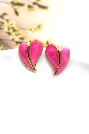 Grossiste Rouge Bonbons - Boucles d'orelles coeur en acier inoxydable
