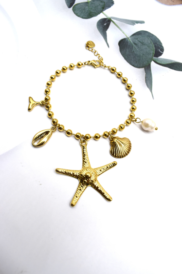 Wholesaler Rouge Bonbons - Stainless steel starfish shell pendant bracelet