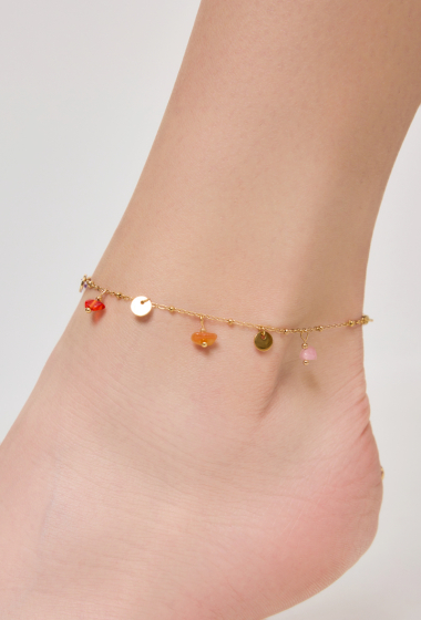 Wholesaler Rouge Bonbons - Anklet pandent pieces stone in stainless steel