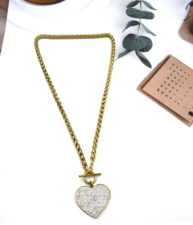 Wholesaler Rouge Bonbons - NECKLACE WITH STEEL HEART