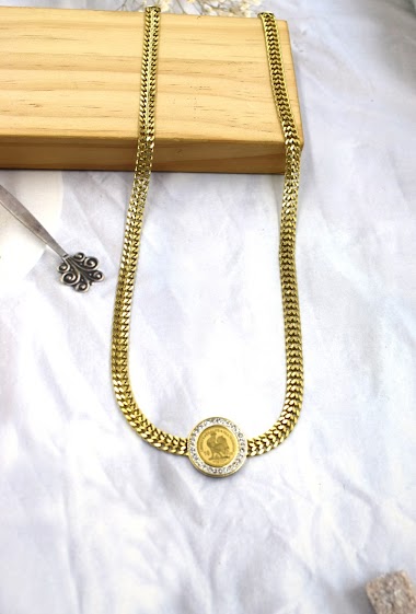 Großhändler Rouge Bonbons - Necklace in steel with rhinestones