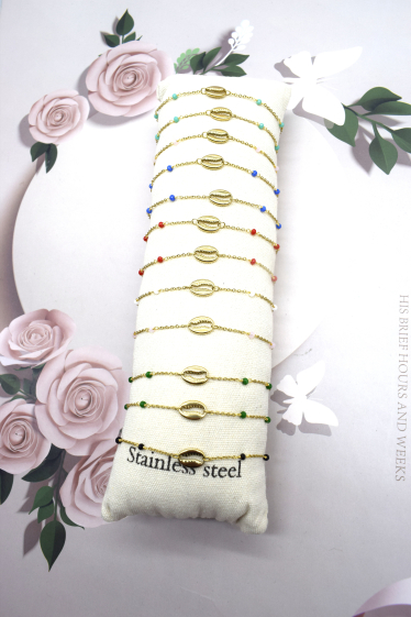 Grossiste Rouge Bonbons - Lot de 12 bracelets en acier inoxydable
