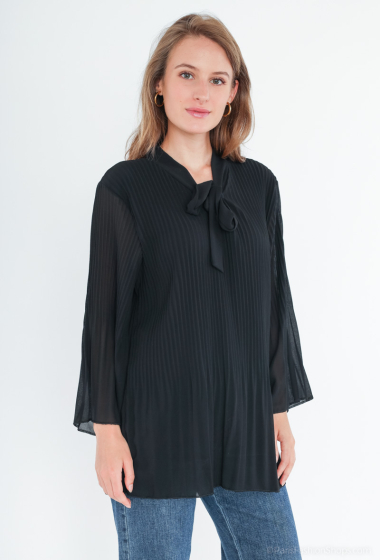 Großhändler RZ Fashion - Plissierte Bluse mit Bindekragen