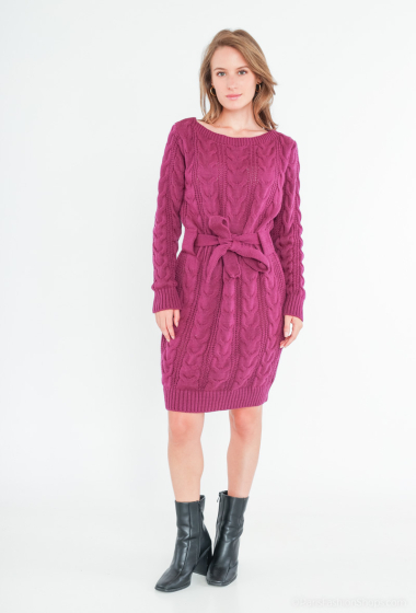 Großhändler RZ Fashion - Pulloverkleid mit Zopfmuster