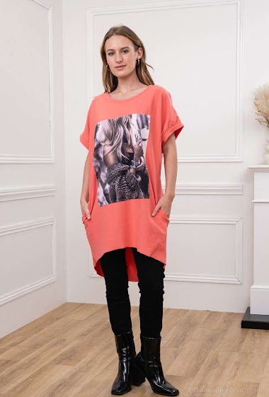 Grossiste RZ Fashion - Robe t-shirt avec imprimé