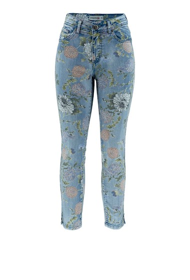 Wholesaler S'QUISE - 7/8th jeans with floral print