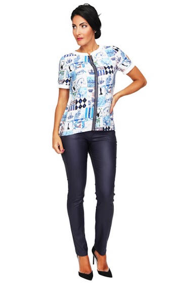 Wholesaler S'QUISE - Short sleeve printed blouse