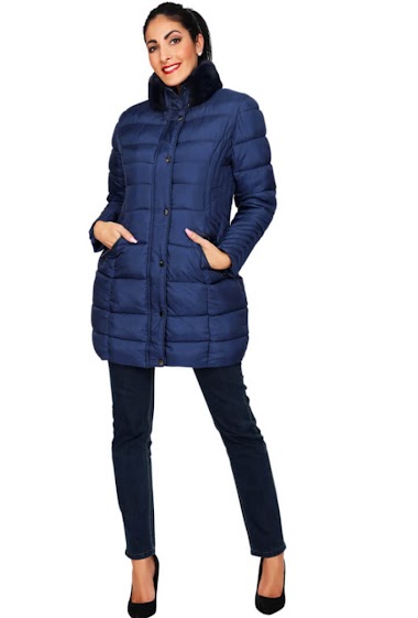 Großhändler S'QUISE - Long down jacket with removable synthetic furcollar