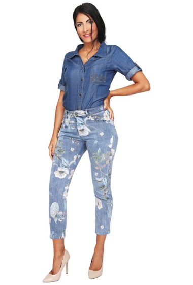 Wholesaler S'QUISE - 7/8ths Floral jeans