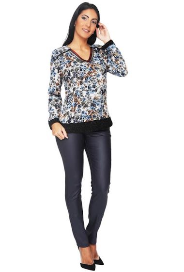 Grossiste S'QUISE - Pull fantaisie - col paillettes