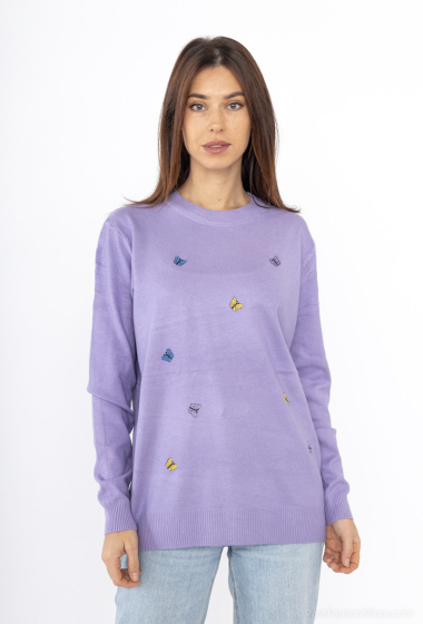 Wholesaler S.Z FASHION - Sweater with embroidered butterfly patterns
