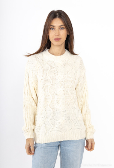 Wholesaler S.Z FASHION - Knitted sweater. Plain colour. Long sleeves.