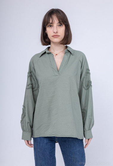 Wholesaler Saison du vent - Embroidered blouse on sleeve