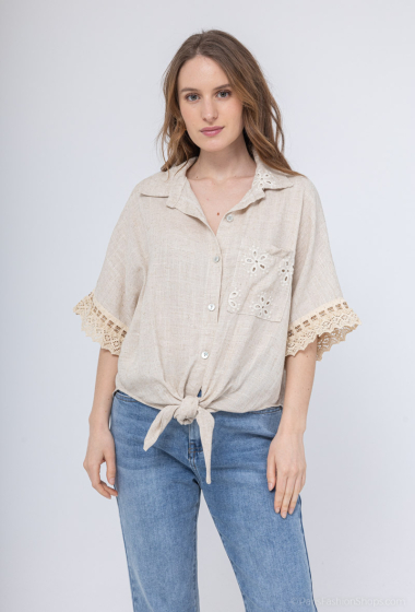 Wholesaler Saison du vent - Linen shirt with embroidery
